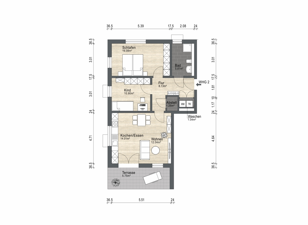 Grundriss EG Wohnung 2