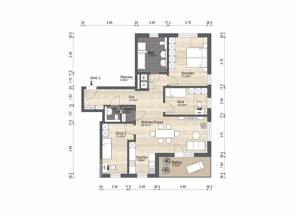 Grundriss OG Wohnung 3