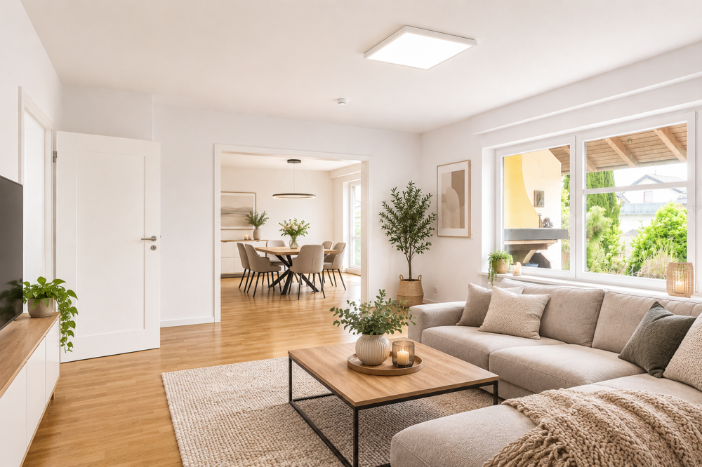 Wohnzimmer virtuelle Renovierung und Möblierung