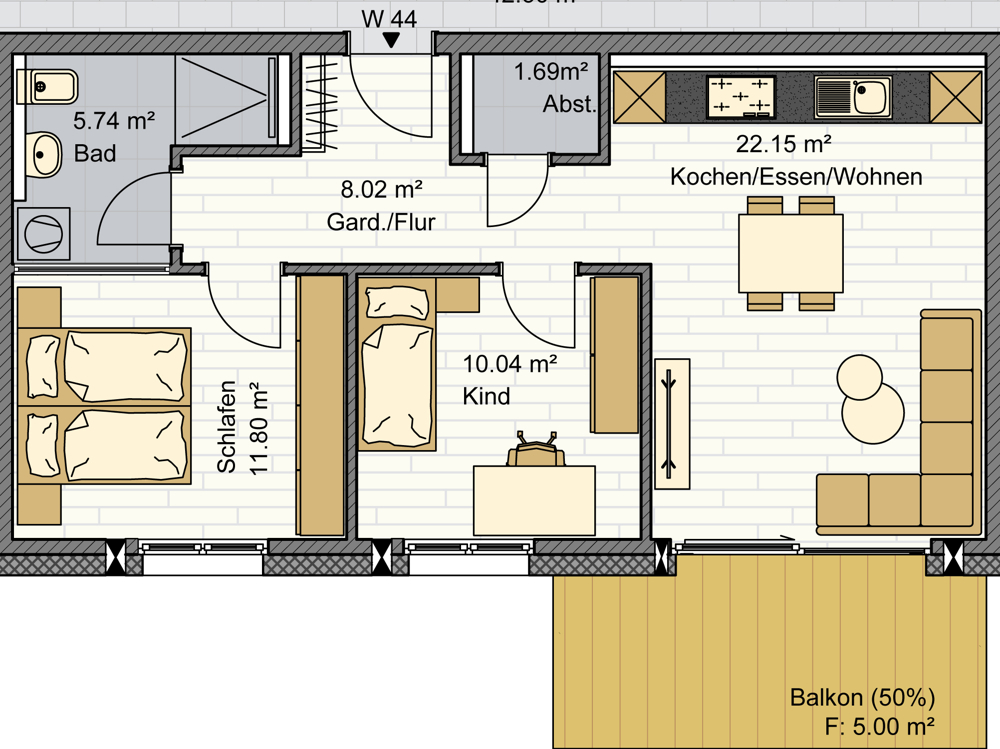 Grundriss Whg. 44