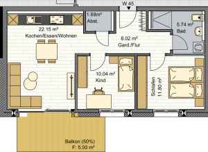 Grundriss Whg. 45